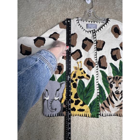 Vtg 90’s Marisa Christina Safari Animals Sweater Women XL Giraffe Zoo Elephant - Picture 14 of 16